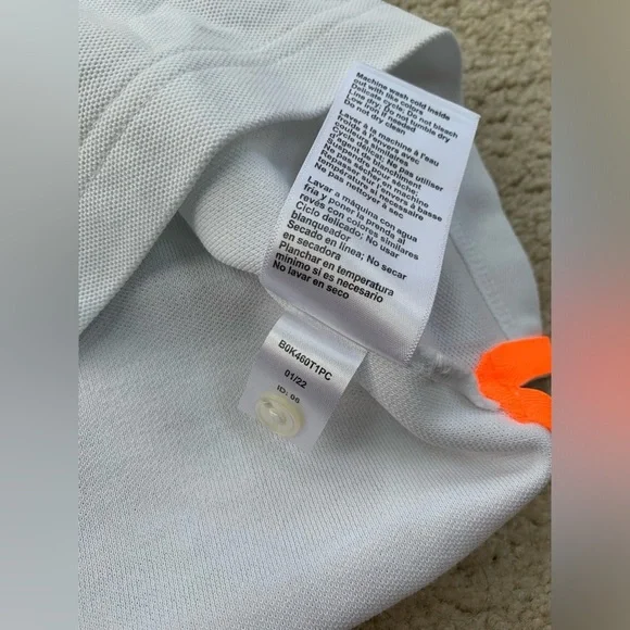 Psycho Bunny Size XS, 5/6, White Pique Polo with Neon Trim - Picture 7 of 7